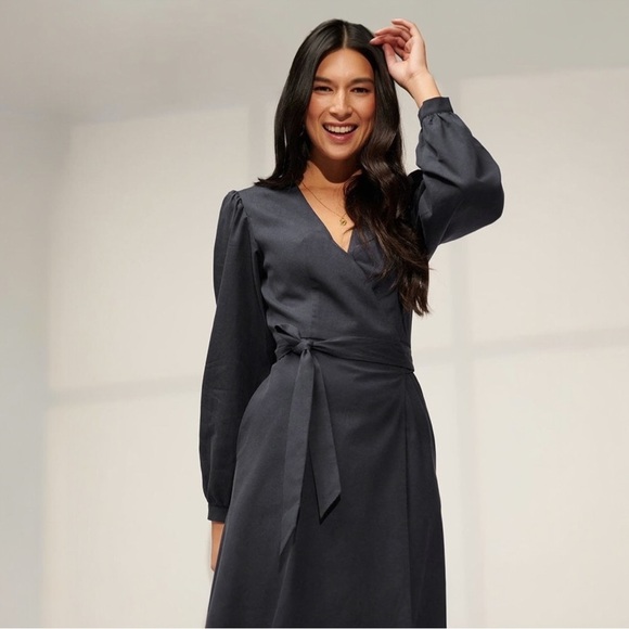 EMMA KNUDSEN • Reese Wrap Dress in Black - Picture 2 of 13
